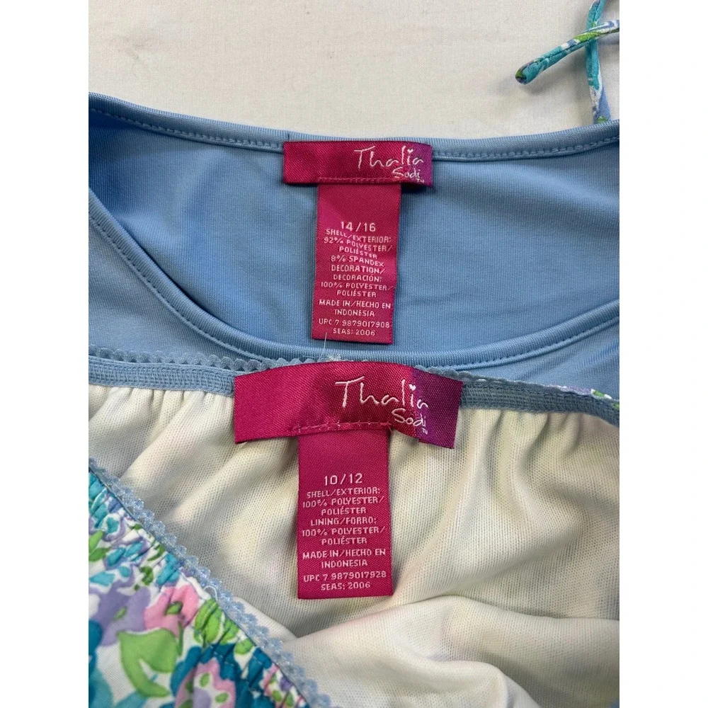 Y2K Thalia Sodi Girls Blue Floral 2-Piece Skirt Set Top 14/16 Skirt 10/12